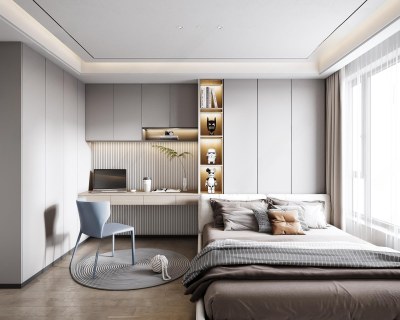 现代榻榻米卧室3D模型下载